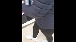 Step mom risky fuck in supermarket with step son because of COVID