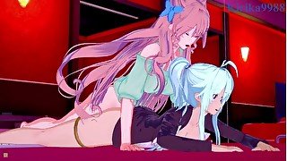 Cagliostro and Maria Cadenzavna Eve have intense futanari sex in a love hotel. - Symphogear Hentai