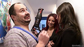 Natalie Hot gets her pussy pounded by a plumber in her bathroom