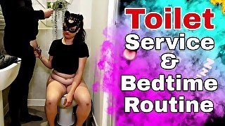 Femdom Toilet Slave Training Bedtime Routine Bondage BDSM Mistress Real Amateur Couple Milf Stepmom