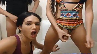 Hot trannies fuckng her mate in an intense dick ride