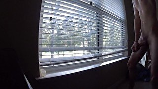 Skinny Shy Boy Masturbating And Cumming By The Window