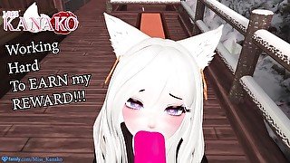 CAT GIRL gives SLOPPY BJ to a very GOOD BOY!!!! VTUBER REWARDS SUBS!!!!