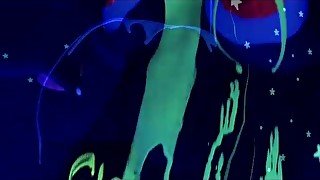 Black-light Liquid Latex fun with two naked hotties