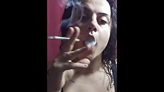 Slow Motion Smoking Hot Brunette