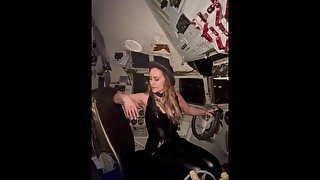 Mistress Tirza and 2 bi-sluts in the cockpit.