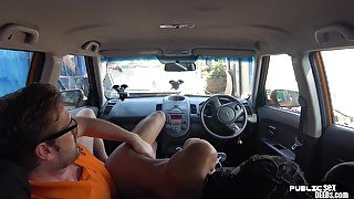 Smalltits ebony babe car fucked in public by instructor