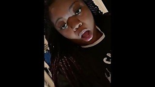 Ebony BBW rides dildo for her sugar daddy