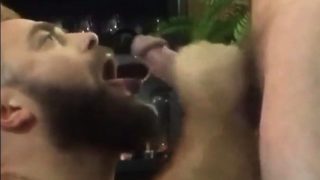 Bearded guy suck and swallow