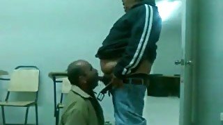 Fat guy loader lets suck his cock at work