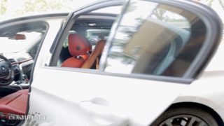 Irreplaceable beauty gets out of the car to show that body