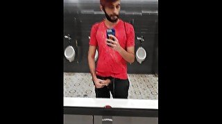 Jerking Off My Big Uncut Cock In Different Public Bathrooms Until I Cum