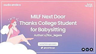 ASMR MILF Next Door Thanks College Student for Babysitting by u/flos_legere [Audio Roleplay]