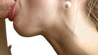 Balls licked dick sucked mouth throbbed - close up blowjob