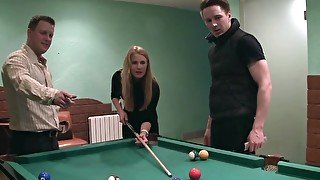 Two frat boys fuck a married teacher in a bar.