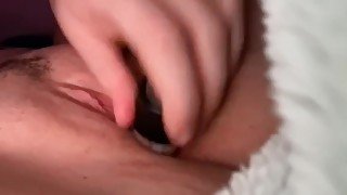 Tight armature pussy squirts and cums