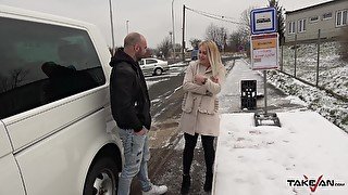 Allie picked up on the street to suck cock and swallow cum in a car