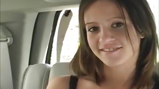 Melissa gets fucked in the back of a car