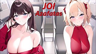 JOI hentai con las azafatas en el avión. En español.