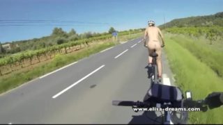 Flashing and nude in public biking on the road