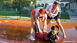 Pissed Off Wetlook Badminton Bunnies - Mischelle, Kety Pearl And Rachel Evans