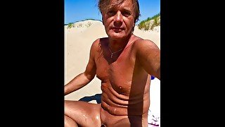 UltimateSlut Public Orgasm and Sperm Cumshot on Nude beach Amsterdam