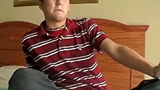 Kinky twink Joshua smokes during solo wank and cumshot