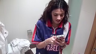 Small tits Carlota Teen banged hardcore in the washroom