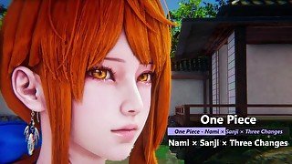 One Piece - Nami × Sanji × Three Changes - Lite Version