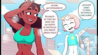 Las lesbianas tienen su noche de pasión - steven universe hentai