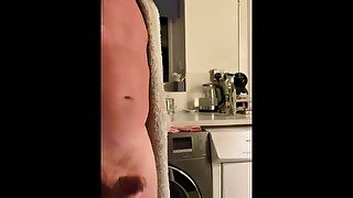 Male jerk off in kitchen