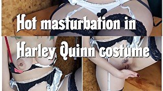 Hot masturbation in Harley Quinn costume