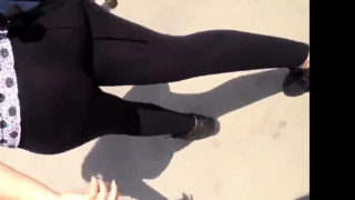 Mexican ass in see thru black leggings