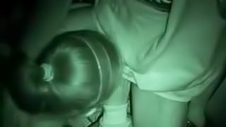 A timid blonde sucks her boyfriend's dick in the dark