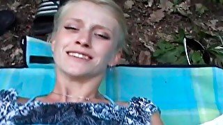 Adorable blonde with an innocent face Katerina Sz. likes outdoor sex