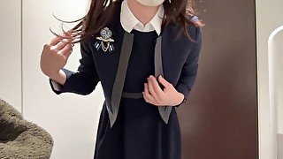 【女装】清楚な制服で、大量射精オナニー💕