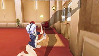 3D HENTAI Big ass maid jerks off your cock with a vibrator