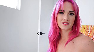 Curvy girl spreads legs and gets a hard cock in POV video