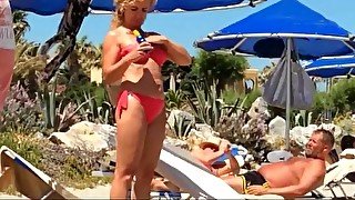 Spy Beach Mature BBW with saggy huge Tits Nipples Areola