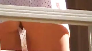 Women cleaning balcony no panties upskirt 1