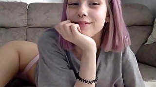 Pink Hair college girl Girl Amazing Solo Show on Webcam