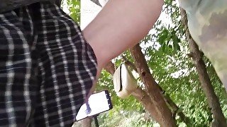 Jerking off my cock under the trees after work 3