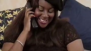 Incredibly obese and busty ebony tramp in bonnet sucks BBC