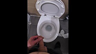 Male peeing in the public toilets during work time  4K