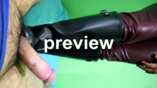 preview: Bootjob with rubber boots, leather pants