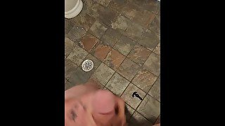 Cumming in public bathroom