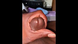 Smooth chocolate dick with thick white cum