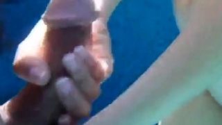 Girl pulling my cock underwater