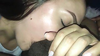 Woke up the sloppy mouth and swallow by Latina wife