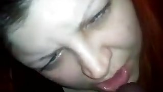 Red haired girl sucks hard dick and fucks